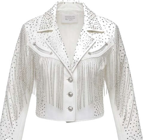 Rhinestone Fringe Western Jacket White