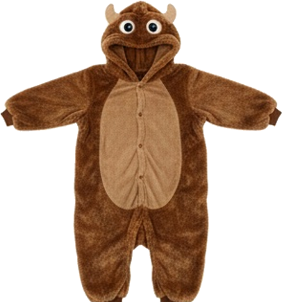 Fuzzy Brown Monster Onesie Plush Pajama Costume