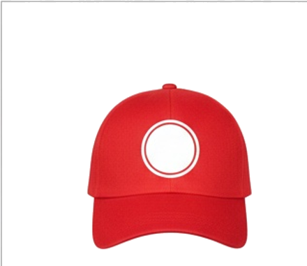 Red Baseball Cap with White Circle Emblem