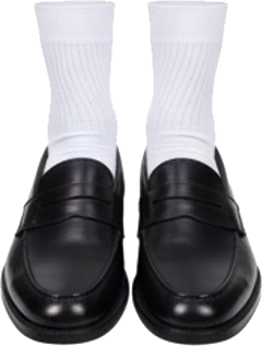 White Crew Socks and Black Penny Loafers Set