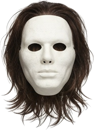 White Expressionless Mask with Brown Hair