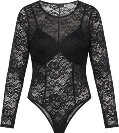 Black Lace Bodysuit Long Sleeve