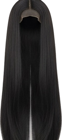 Long Straight Black Wig Middle Part