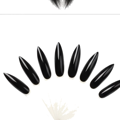 Long Black Stiletto Press On Nails