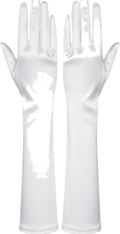White Satin Elbow Length Gloves